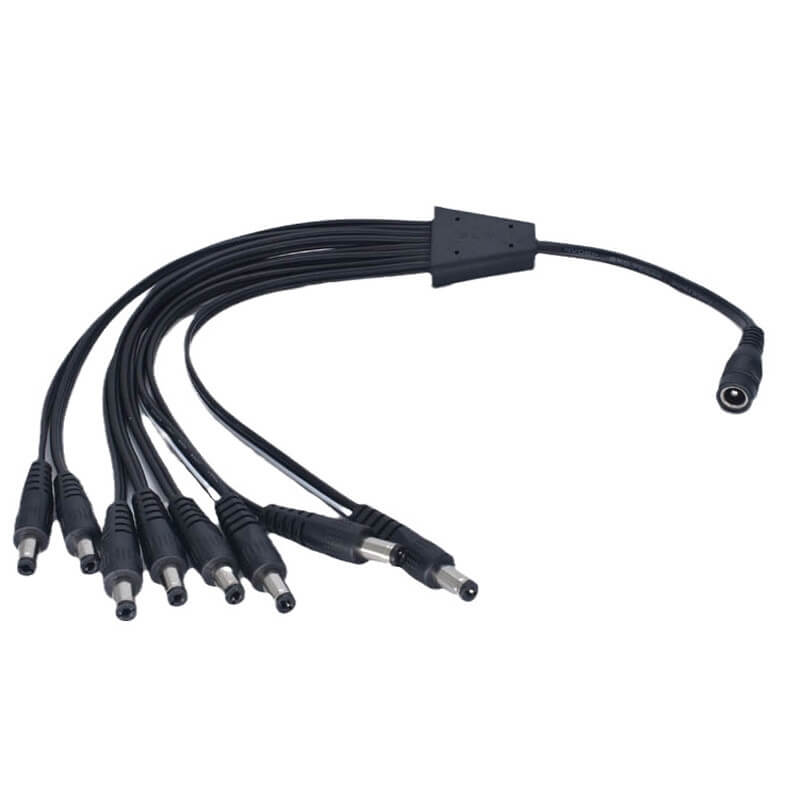 Elecbee 12V Monitor DC Power Cable DC5.5*2.1mm One Female to Multiple Male 1 to 8 Adapter 42cm